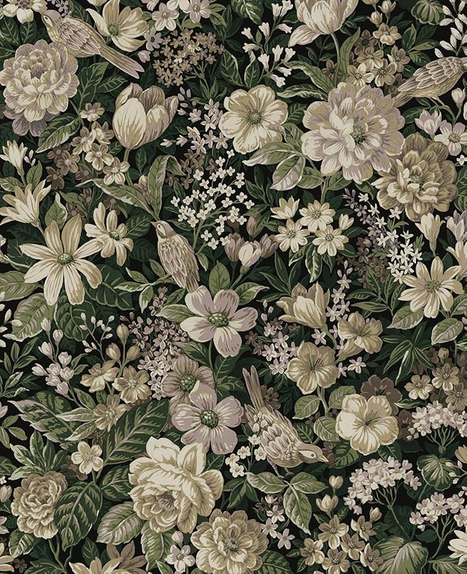 NextWall Vintage Bird Garden Peel and Stick Wallpaper
