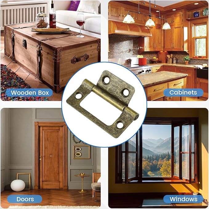 SDTC Tech 4-Pack Non-Mortise Door Hinges Bifold Butt Cabinet Hinges with Screws for Furniture Windows Cupboard etc. - 2 x 0.9 Inch, Bronze