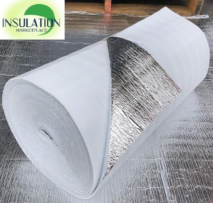 SmartSHIELD -3mm 16"x50ft Reflective Insulation roll, Foam Core Radiant Barrier, Thermal Insulation Shield - Engineered Foil/White Film
