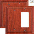 2-Pack Combo Blank/Decorator Wall Plates, Wood Grain Decorative Switch Plates and Outlet Covers, Durable Natural Bamboo Fiber Wall Plates for Electrical Outlets, Receptacle, GFCI Outlet, Dimmer Switch