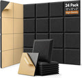 SODOCT 24 Pack Acoustic Foam Panels Flat Shape, Self-Adhesive 12 x 12 x 2 Inches, High-Density Acoustic Foam, Sound Proofing, Sound Absorbing Panels for Studio, Podcast, Home Office