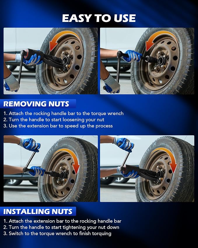 OMT 11pc 1" Drive Torque Multiplier Wrench Set, 6800 Nm Lug Nut Remover | 1:64 Labor Saving Ratio; 5015 Ft-Lb; 8 Sockets 21-38mm; 10.4" Extension Bar; Heavy Duty Tool For Semi Trucks, RVs, Buses