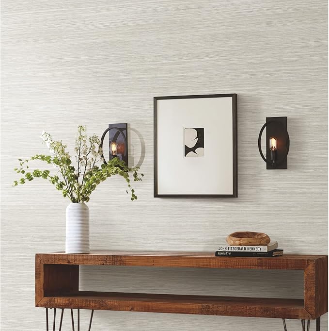 York Wallcoverings PSW1279RL White Cattail Weave Peel and Stick Wallpaper