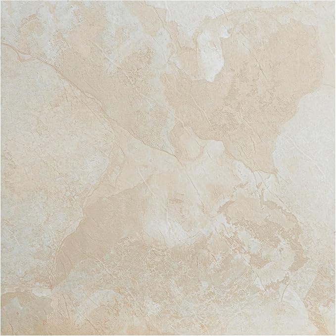 Tivoli Self Adhesive Vinyl Floor Tiles, 45 Tiles - 12" x 12", White Slate - Peel & Stick, DIY Flooring for Kitchen, Dining Room, Bedrooms, Basements & Bathrooms by Achim Home Decor
