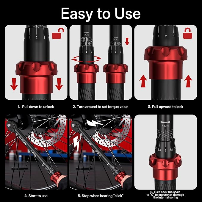 9-Piece Click Torque Wrench Set, 1/4", 3/8" & 1/2" Drive, ±3% | 4-20, 5-45, 15-165 Ft.lb Dual-Direction Torque Wrenches, CNC Handle for Bicycle, Motorcycle & Automotive Repair