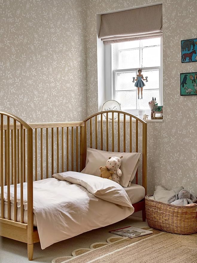 Ismoon Floral Wallpaper Peel and Stick Brown Neutral Contact Paper Wildflowers Leaf Stick on Wall Paper Textured Removable Self Adhesive Vinyl Wallpaper for Bedroom Bahtroom Wall Decor 17.3x78.7in