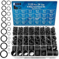 ZDBB 24 Size Rubber O Ring Set,1120 Pcs Black Small O Rings Assortment Kits,Assorted Metric Sealing Washer for Auto Plumbing Faucet Water Air or Gas Repair