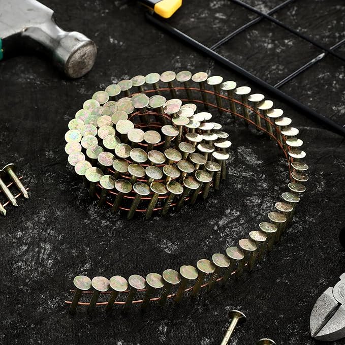 Sadnyy 600 Count Coil Roofing Nails 3/4-1-1/4 in 15 Degree Coil Roofing Stainless Steel Siding Nails with Smooth Ring Shank for Roof Lathing Sheathing Material (1-1/4 inch x 0.12 inch)