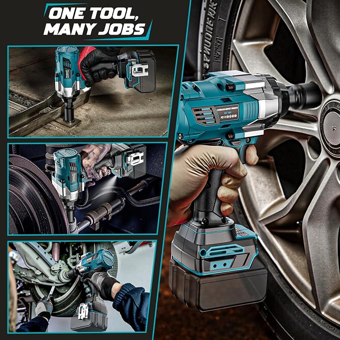 DIYtoolifz Cordless Impact Wrench 1/2 inch for Makita 18V Battery, 1000Ft-lbs Brushless Electric Power Impact Driver Gun Tool, 2100RPM High Torque Impact Wrench with LED Work Light (Tool Only)