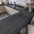 WESTICK Black Wood Countertop Contact Paper Peel and Stick Wallpaper Waterproof Self Adhesive Faux Wood Grain Contact Paper for Countertops Kitchen Cabinets Wall Furniture Wooden Vinyl Wrap 15.8"x393"
