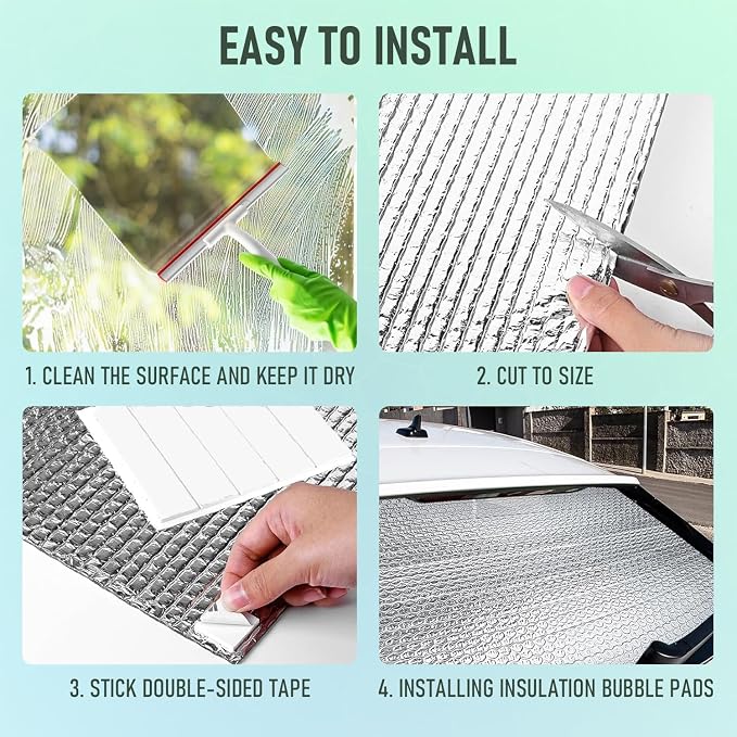 16p 24"x47" Garage Door Insulation Kit, 6mm Double Bubble Reflective Foil | For 2 Car Reflective Aluminum Foil Summer & Winter Barrier Sheets for Garage Greenhouse Attics Walls
