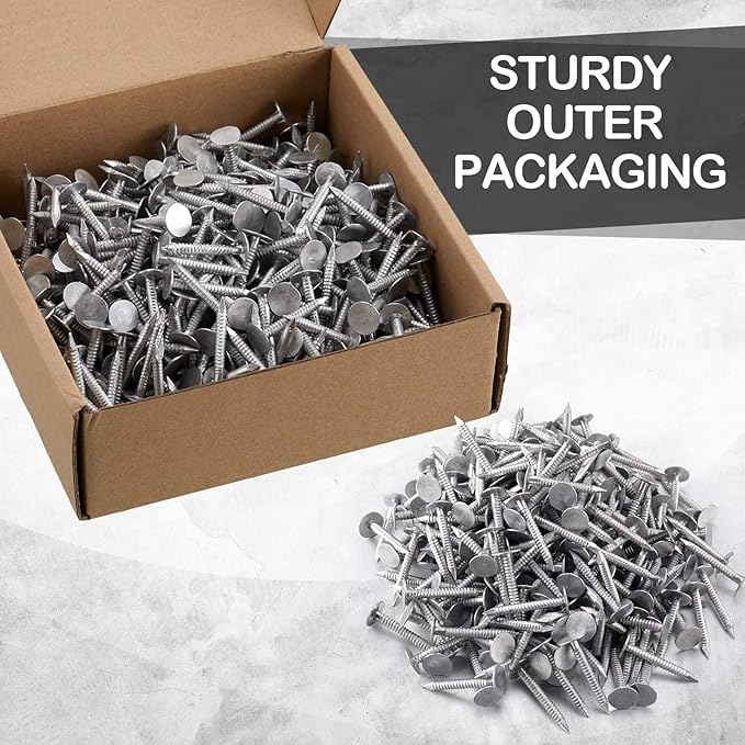 Tandefio 250 Pcs Aluminum Siding Nails 1-1/4 Inch Metal Aluminum Roofing Siding and Panel Nails to Fasten Roofing Felt Wood Decking Insulation Board