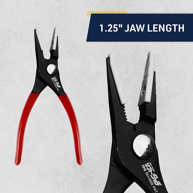 8” Needle Nose Pliers - Soft Jaw Pliers for Jewelry Making, Crafts, Electronics Repair, and Maintenance - Soft Grip Hand Tools by Kings County Tools (Red)