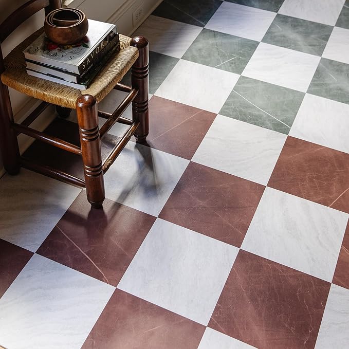 FloorPops x Chris Loves Julia Bonneville Oxblood Peel and Stick Floor Tiles, FP6333