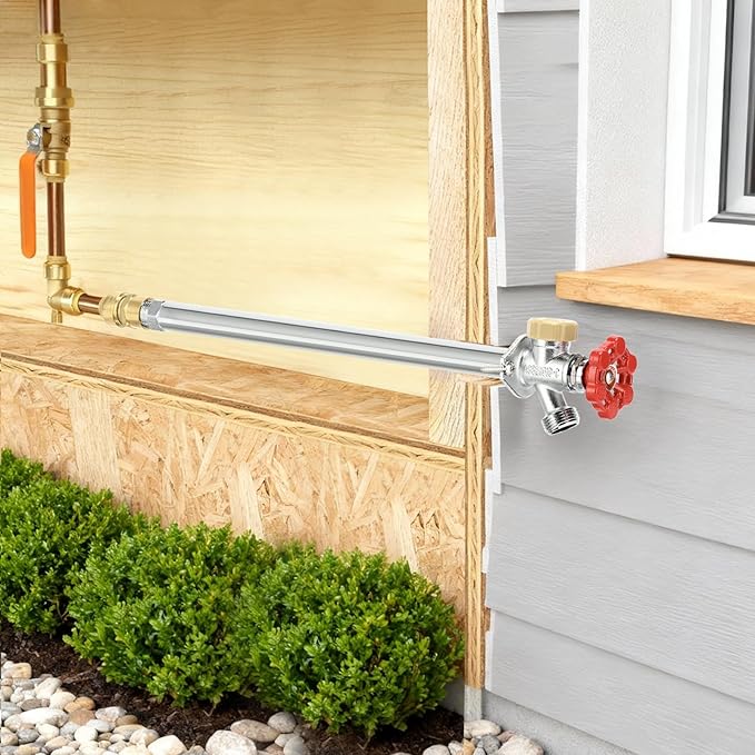 12 Inch Anti-Siphon Frost-Free Outdoor Sillcock, Lead-Free Brass Frost-Proof Faucet Bib with Backflow Preventer, 1/2" Push-Fit Adapter