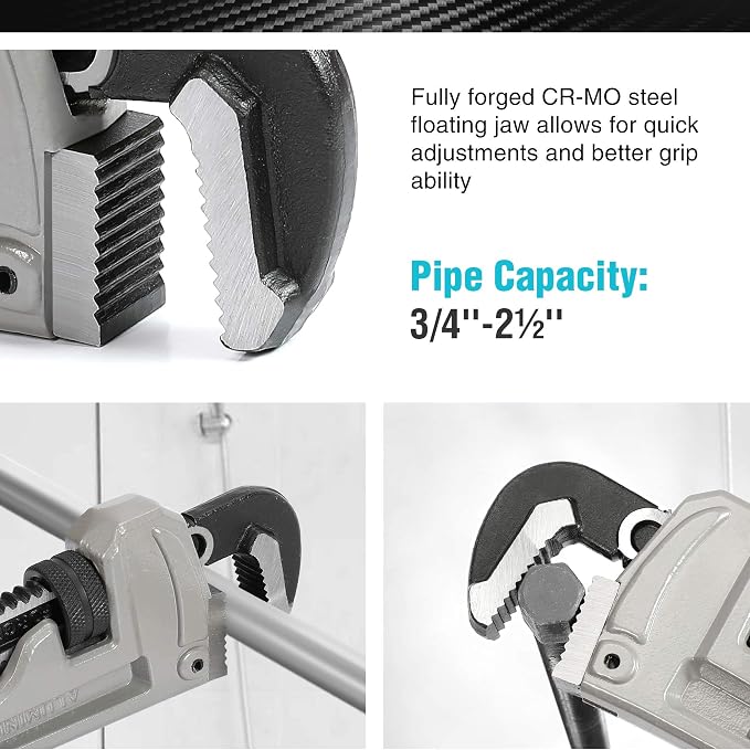 DURATECH 24-inch Aluminum Straight Pipe Wrench, Adjustable Plumbing Wrench | Heavy Duty, Drop Forged, Exceed GGG standard