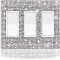 1 PC Shiny Silver Rhinestones Wall Plate Cover Switch Plate Cover Light Switch Cover Switch Cover Decorative Triple Toggle Outlet Covers Bling Switch Cover Electrical Cover Plates