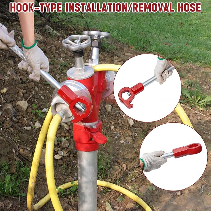 Tandefio 1 Pcs Fire Hydrant Wrench, 1-1/2" to 6", Red | Adjustable Hydrant Key for Utility Crews, Multifunctional Hydrant Wrench for Tightening Fire Nuts Tightening Water Pipes