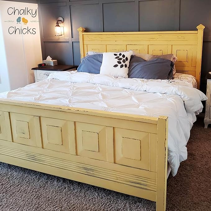 Chalky Chicks 16 Fl Oz Matte Tuscany (Yellow) Chalk Paint for Furniture Without Sanding - No Prep Furniture Paint No Sanding All in One for Crafts, Wood, Walls, Cabinet, Metal, Dresser, Farmhouse