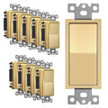 ENERLITES 4-Way Decorator Light Switch, Four Way Paddle Rocker Switch, Gloss Finish, Ground Wire Lead Attached, Residential/Commercial Grade, 15A 120V/277V, UL Listed, 94150-GD10P, Gold (10 Pack)