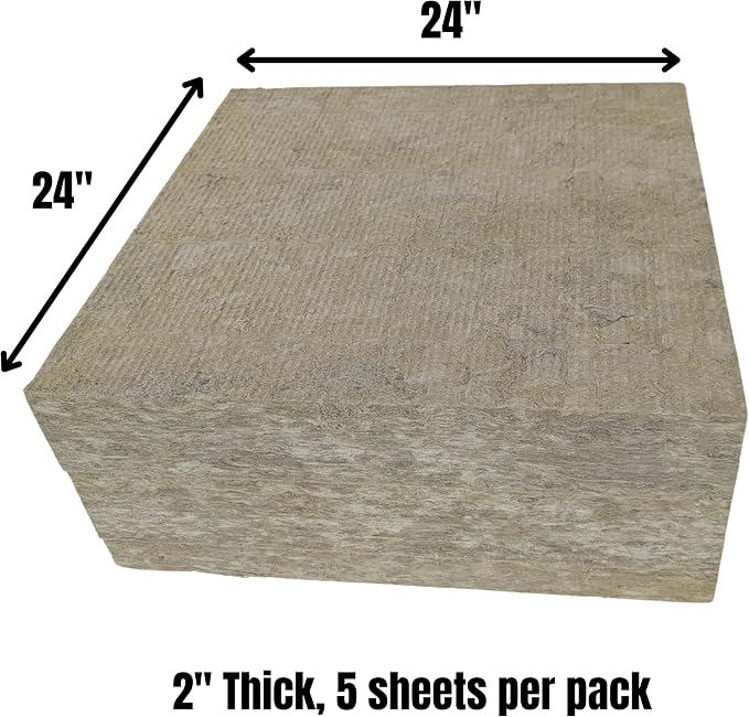 5 pk 24"x24"x2" Mineral Wool Board, Replaces RockWool and Thermafiber