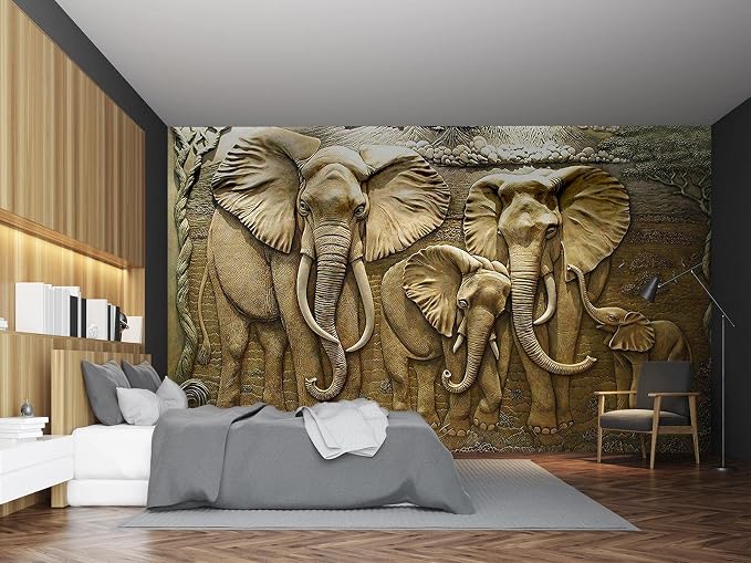Cliouar-Wall Mural Wallpaper for Bedroom Living Room Wallpaper 3D Wallpaper Decoration Elephant Wallpaper 158" x 110"(Not Peel and Stick)