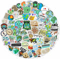 BulbaCraft 100Pcs Geography Stickers for Water Bottle and Laptop - Geography Party Supplies & Decorations, Waterproof Vinyl Decals, Maps and Landmarks Stickers, Gifts for Women & Men