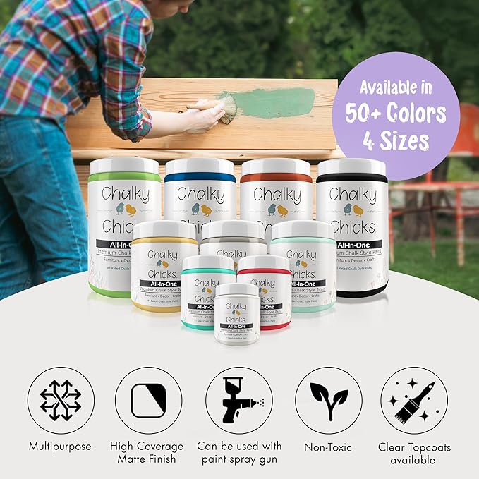 Chalky Chicks 8 Fl Oz Matte Sweet Lilac (Light Purple) Chalk Paint for Furniture Without Sanding - No Prep Furniture Paint No Sanding All in One for Crafts, Wood, Walls, Cabinet, Metal, Dresser