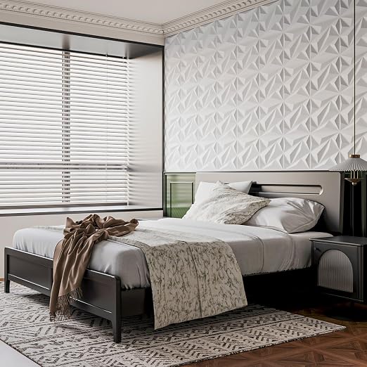 Art3dwallpanels 33 Pack 3D Wall Panels Diamond, White, 12''x12'' | PVC Accent Wall Panels for Interior Wall Decor, Living Room Lobby Bedroom Hotel Office, Cover 32.Sq.Ft