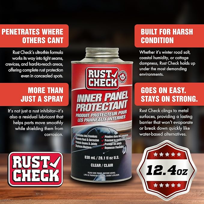 Rust Inhibitor Fluid – Anti Rust Protection for Metal, Automotive, Home, Cottage Surfaces – Corrosion Neutralizer and Lubricant for Rust Removal, Prevention, Seizing Protection – 830mL