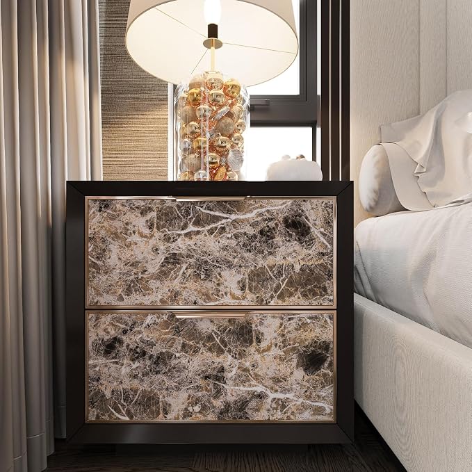 Wide Marble Granite Peel and Stick Wallpaper Contact Paper for Countertops | Counter Top Covers Brown Thick Waterproof Self-Adhesive Marble Vinyl Wrap 31.5x354inch Dark Wall Paper for Kitchen Bathroom