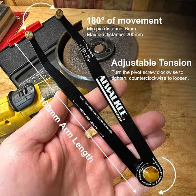 Pin Spanner Wrench Set, 25-Piece Adjustable Hook Wrench Tool Kit with Case, Metric and SAE Pins for Bearing Pulley Locknut Maintenance and Repair