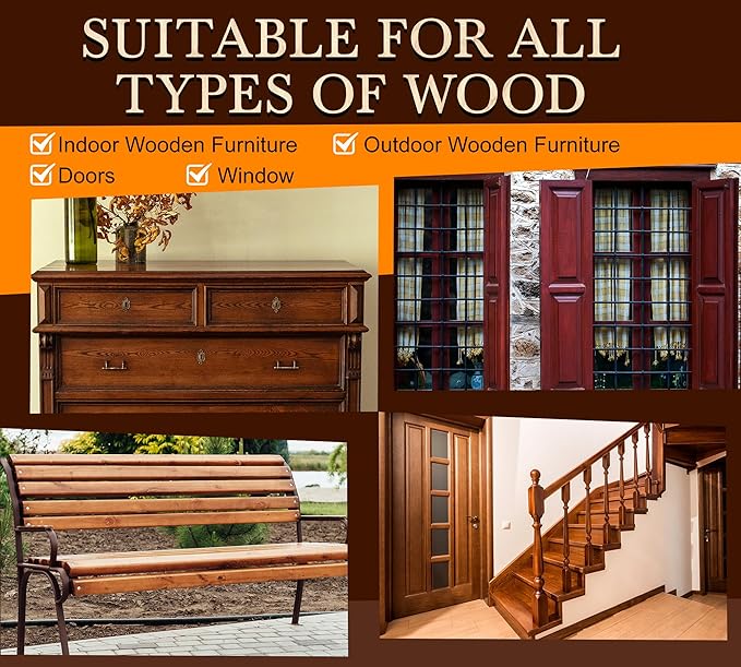 Wood Stain 8.5oz - Dark Oak | Water Based Furniture Stain & Wood Varnish for Indoor & Outdoor Wooden Furniture, Doors, Windows, Paneling, Cabinets | Low Odor Non-Toxic, Dye Fast, Multiple Finishes