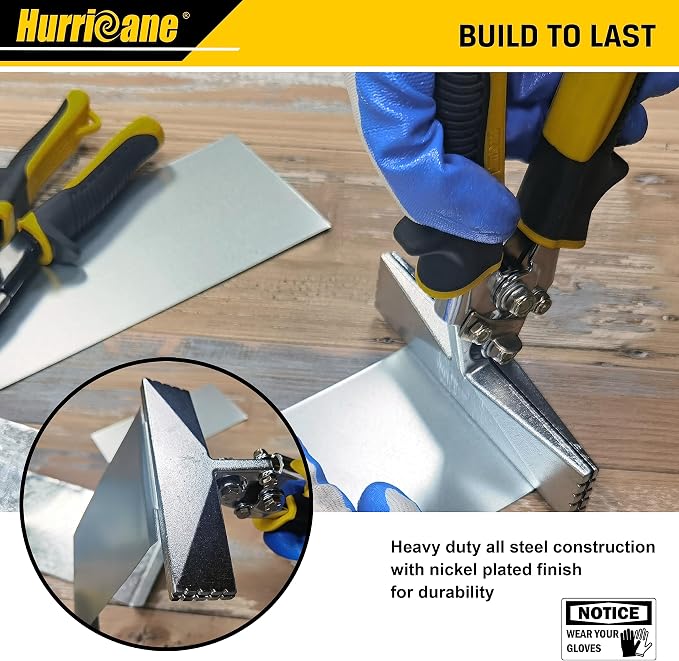 HURRICANE Sheet Metal Hand Seamer, 6 Inch Straight Jaw Bender Tools for Flattening Metal, Bending Pliers with Ergonomic TyreGrip Handle