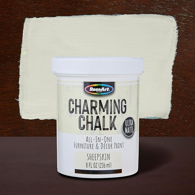 Charming Chalk All-In-One Furniture & Décor Paint - 8oz Sheepskin Cream, Ultra Matte Chalk Finish Paint, Ideal For All Techniques Including Distressing, No Prep Needed, Made In USA