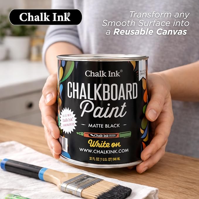 Chalk Ink Chalk Paint – Premium Matte Black Chalkboard Paint for Walls, Wood, Furniture, and Crafts
