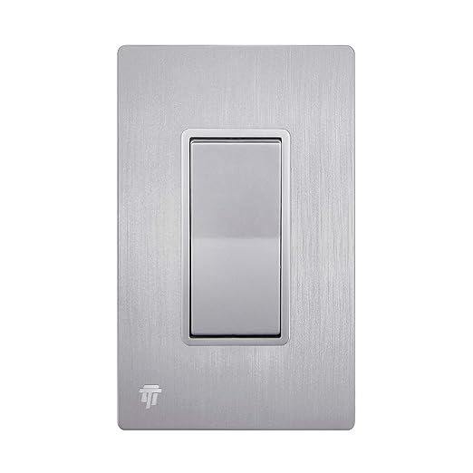 ENERLITES Elite Series Decorator Light Switch with Brushed Screwless Wall Plate, Single Pole, 3 Wire, Grounding Screw, Residential Grade, 15A 120V, UL Listed, 91150-SVWBP, Silver with Wall Plate