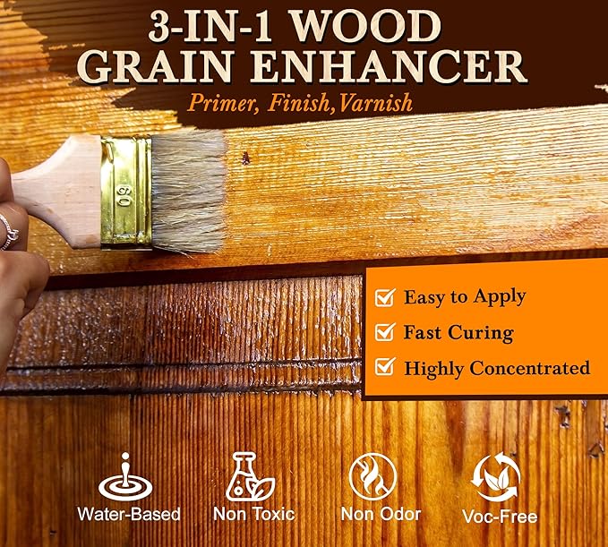 Wood Stain 8.5oz - Walnut | Water Based Furniture Stain & Wood Varnish for Indoor & Outdoor Wooden Furniture, Doors, Windows, Paneling, Cabinets | Low Odor Non-Toxic, Dye Fast, Multiple Finishes