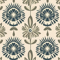 BOKEBEVE Boho Floral Peel and Stick Wallpaper Beige Blue 17.5 x 78.5In | Symmetry Contact Paper Modern Wall Paper for Bedroom Accent Walls Laundry Nursery Pantry Renter Friendly Removable