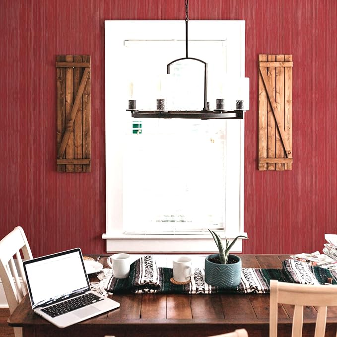 Burgundy Red Grasscloth Peel and Stick Wallpaper Texture Contact Paper 15.7"x300" Vintage Wallpaper Removable Waterproof Wall Paper for Room Walls Cabinets Furniture Drawers Desk