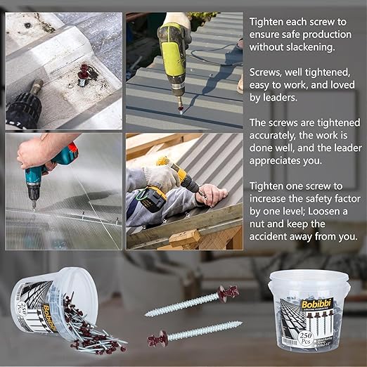 Metal Roofing Screws 10 x 2-1/2 inch, Brown Hex Head Sheet Metal Roof Screw with EPDM Washer for Corrugated Roofing (250Pcs)