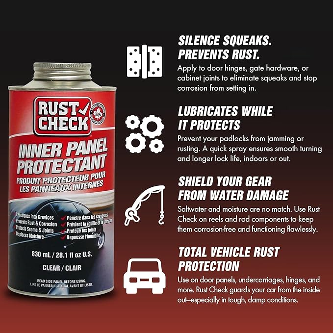 Rust Inhibitor Fluid – Anti Rust Protection for Metal, Automotive, Home, Cottage Surfaces – Corrosion Neutralizer and Lubricant for Rust Removal, Prevention, Seizing Protection – 830mL