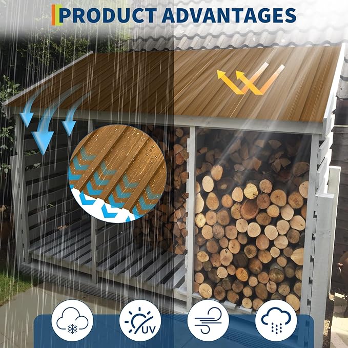 20 Pcs Metal Roofing Panels – Heavy Duty Galvanized Steel Corrugated Roof Panels, Waterproof & Rustproof for Carport, Tool Shed, Patio, Pergola, Easy DIY Installation, 42.52 in x 16.77 in