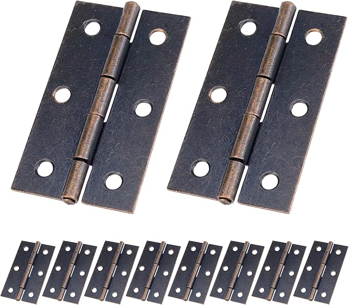 T Tulead Small Box Hinges Iron Door Hinges Furniture Hardware Hinge Heavy Duty 2.4"x1.5", Red Bronze, 10PCS with Mounting Screws