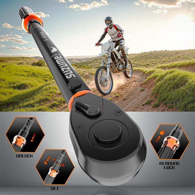 3/8 Inch Drive Torque Wrench Loud Click (5-45 Ft.Lb / 6.8-61 N.m) | ±3% Accuracy Dual-Direction Dual-Scale 72-tooth CR-V for Mechanic DIYer Bike Moto Car Spark Plug Repair with Storage Case