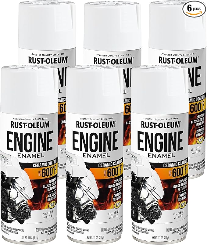 Rust-Oleum 366430-6PK Engine Enamel Spray Paint, 11 oz, Gloss White, 6 Pack