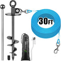 Dog Tie Out Cable and Stake, 30ft Dog Lead, 15" Heavy Duty Dog Anchor for Dogs Up to 125lbs, No Tangle, Dog Runner for Yard and Camping