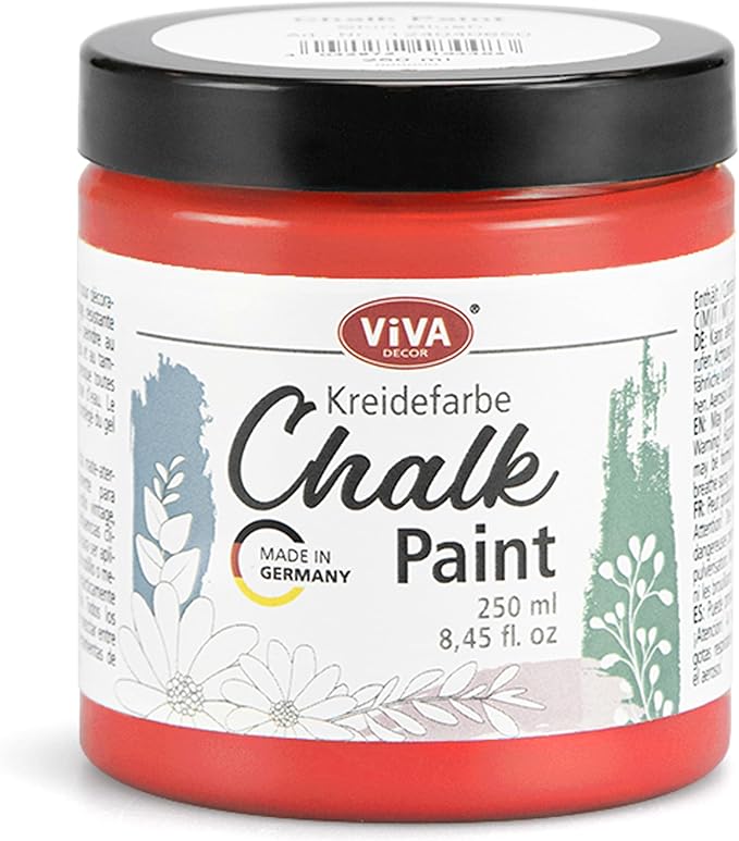 Viva Decor Chalk Paint (Poppy Red) 8.45oz - Featuring a Chalky & Matte Finish, this paint is perfect for crafting Shabby Chic & Vintage looks on wood furniture and decor pieces
