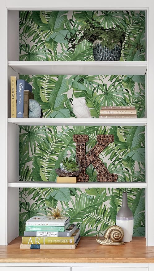 NuWallpaper Maui Peel and Stick Wallpaper, Green Tropical Leaf Removable Contact Paper for Walls, Self Adhesive Wall Covering for Bedroom Living Room Accent Wall