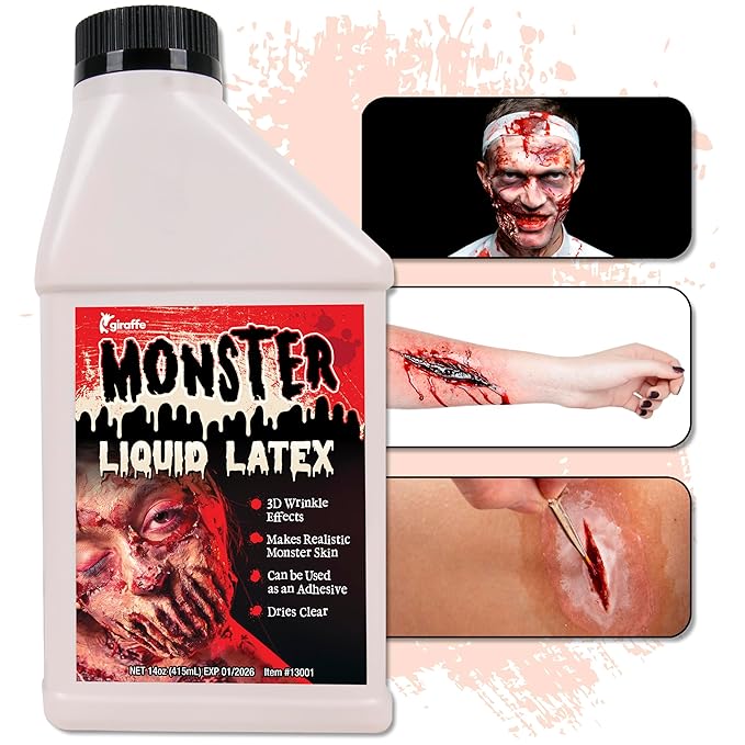 Kangaroo Professional Grade Liquid Latex SFX Makeup Prosthetics 14 oz - Latex Liquid Skin Body Paint Special Effects for Cosplay, Theater & Film - Creates Fake Scars, Zombie Makeup Skin